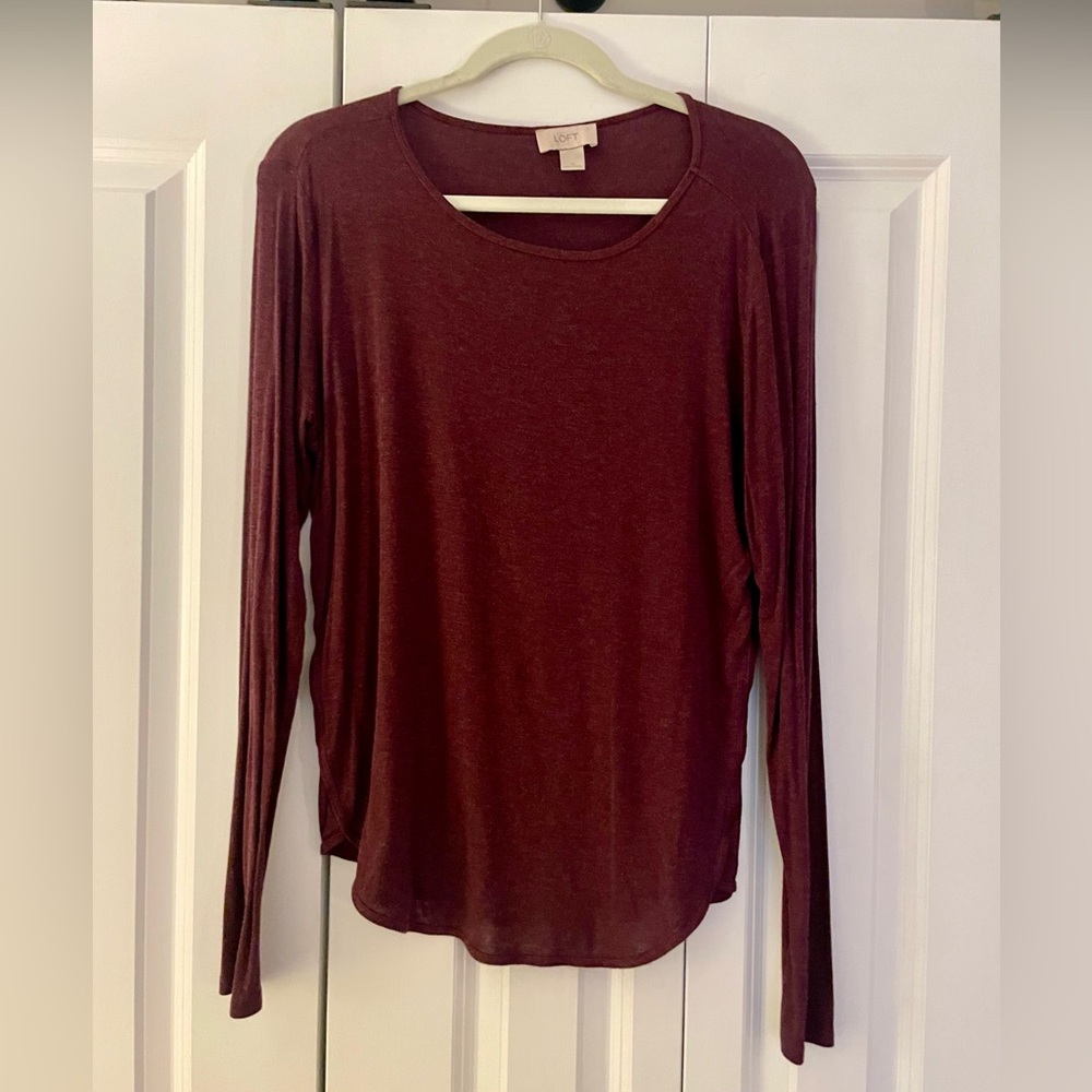 LOFT Rich Burgundy Long Sleeve Tee